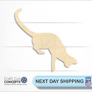 Cat Climbing Door - Laser Cut Unfinished Wood Cutout Craft Shapes