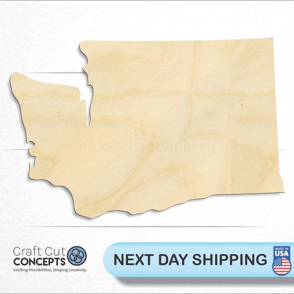 Washington WA State Crafty - Laser Cut Unfinished Wood Cutout Craft Shapes
