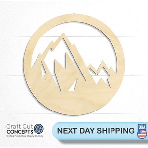 Circled Mountain Peaks - Laser Cut Unfinished Wood Cutout Craft Shapes