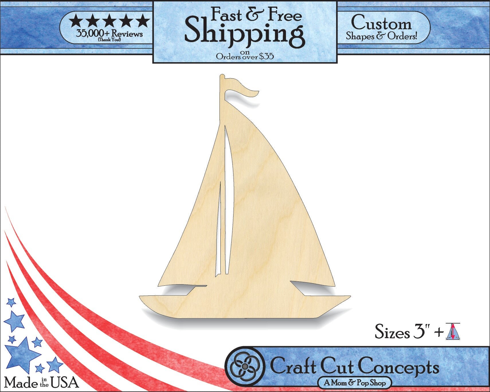 Set of 6 Wooden Crafts to Paint, Boat Ship Sailboat Hanging Ornaments  Unfinished