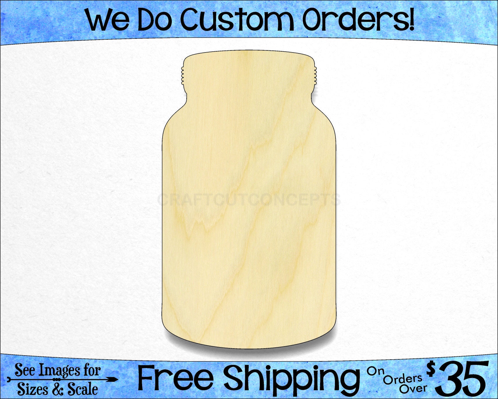 Mason Jar Shape - Large & Small - Pick Size - Unfinished Wood Shapes …