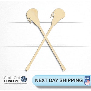 Lacrosse Stick Pair - Laser Cut Unfinished Wood Cutout Craft Shapes