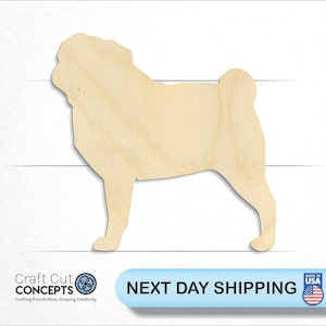 Pug - Laser Cut Unfinished Wood Cutout Craft Shapes