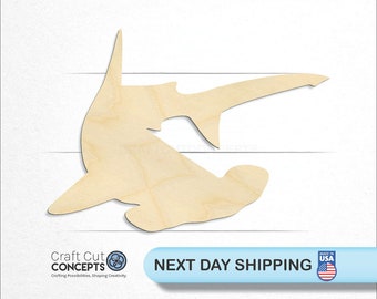 Swimming Hammerhead Shark - Laser Cut Unfinished Wood Cutout Craft Shapes