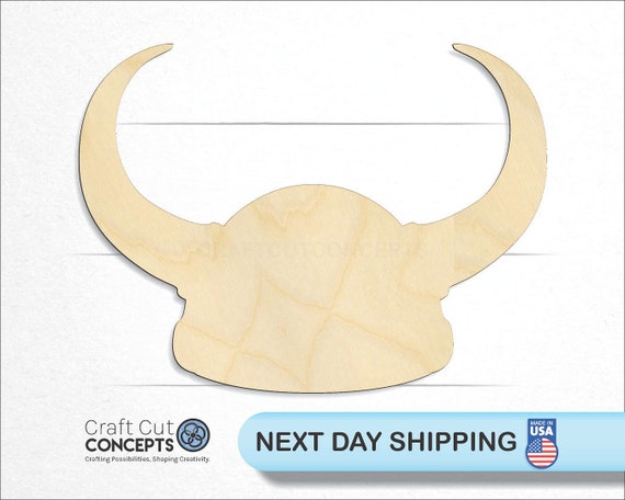 Vikings Norse Helmet - Laser Cut Unfinished Wood Cutout Craft Shapes