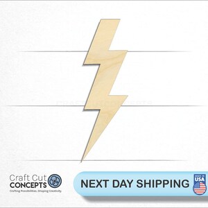 Lightening Bolt Shape - Laser Cut Unfinished Wood Cutout Craft Shapes