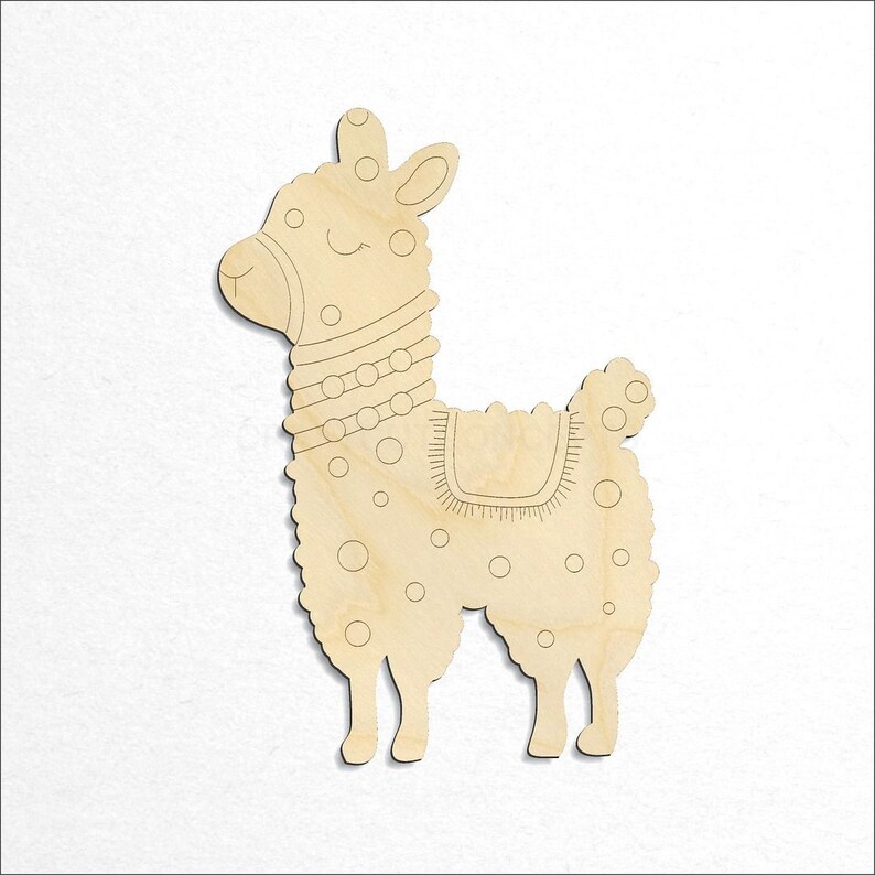 Alpaca Lama Shape Paint by Line craft blank top down view product photo.