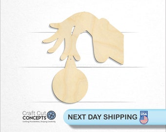 Small Hand Ornament - Laser Cut Unfinished Wood Cutout Craft Shapes