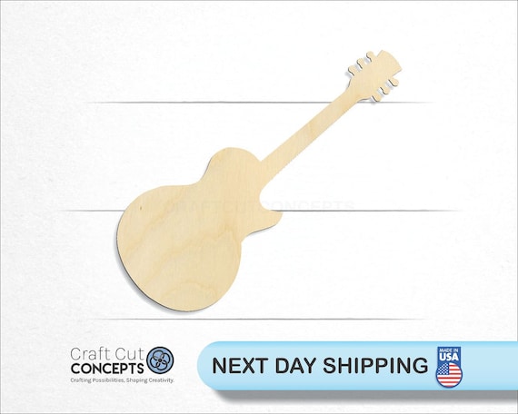 Guitar Shape - Laser Cut Unfinished Wood Cutout Craft Shapes
