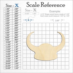 Vikings Norse Helmet Shape unfinished wood craft blank showing the measurement scale.