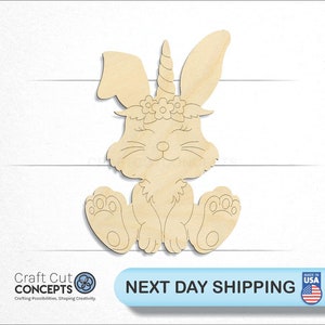 Easter Bunny Shape Paint by Line - Laser Cut Unfinished Wood Cutout Craft Shapes