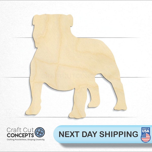 Standing English Bulldog Bull Dog - Laser Cut Unfinished Wood Cutout Craft Shapes