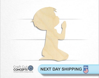 Child Boy Praying - Laser Cut Unfinished Wood Cutout Craft Shapes