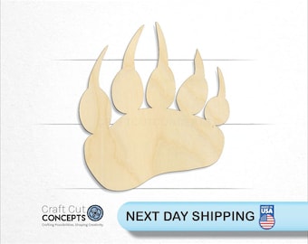 Bear Paw Print - Laser Cut Unfinished Wood Cutout Craft Shapes