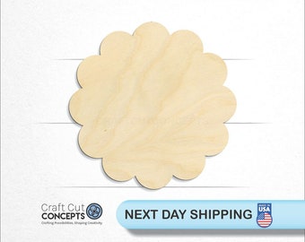 May include: A natural wood scalloped circle, perfect for crafting projects. The circle is unfinished and ready to be painted, stained, or decorated.