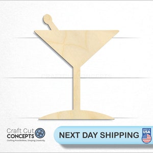 Martini Glass - Laser Cut Unfinished Wood Cutout Craft Shapes