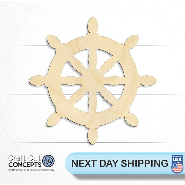 Ship Wheel - Laser Cut Unfinished Wood Cutout Craft Shapes