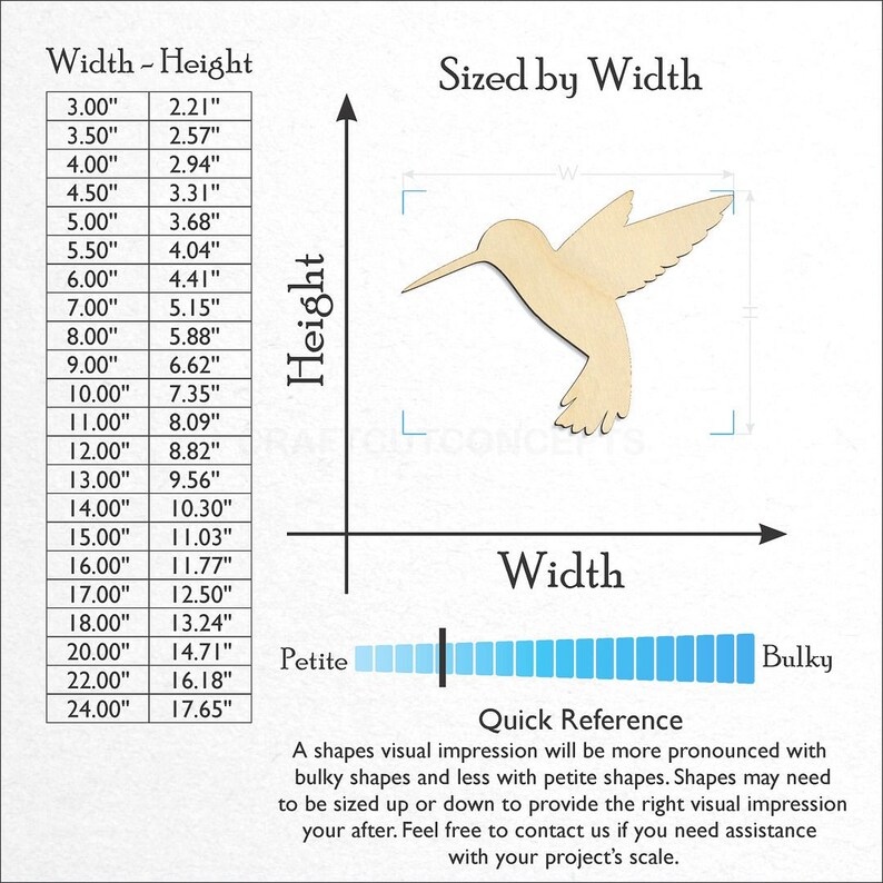 Hummingbird Craft Shape  Baltic Birch craft wood blank sizes available
