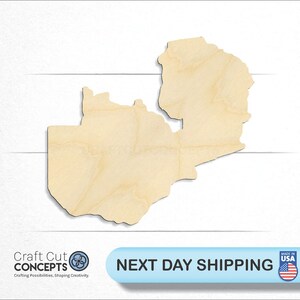 Zambia - Laser Cut Unfinished Wood Cutout Craft Shapes