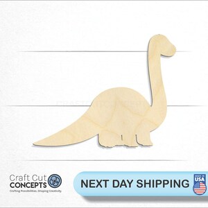 Baby Dinosaur Brontosaurus Shape wood craft blank, front view, ships next day