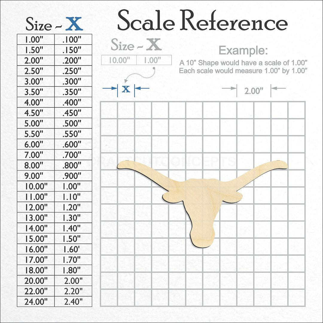 Longhorn Wood Cutout - 6 Inch Texas Steer Horn MDF Shape For Crafts & Decor