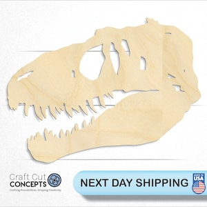 Tyrannosaurus Rex Skull Fossil - Laser Cut Unfinished Wood Cutout Craft Shapes