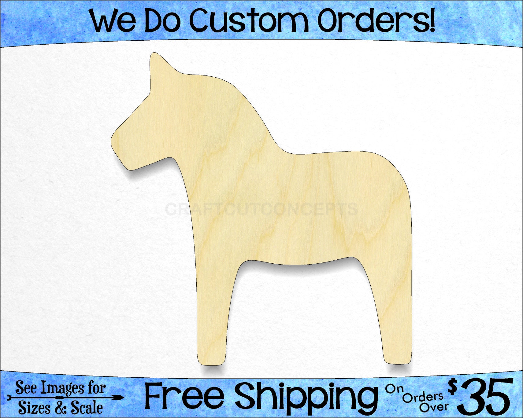 Dala Horse Shape - Large & Small - Pick Size - Unfinished Cutout Shap…
