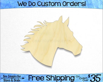 Horse Head 4 Laser Cut Out Wood Shape Craft Supply \u2013 Woodcraft Cutout