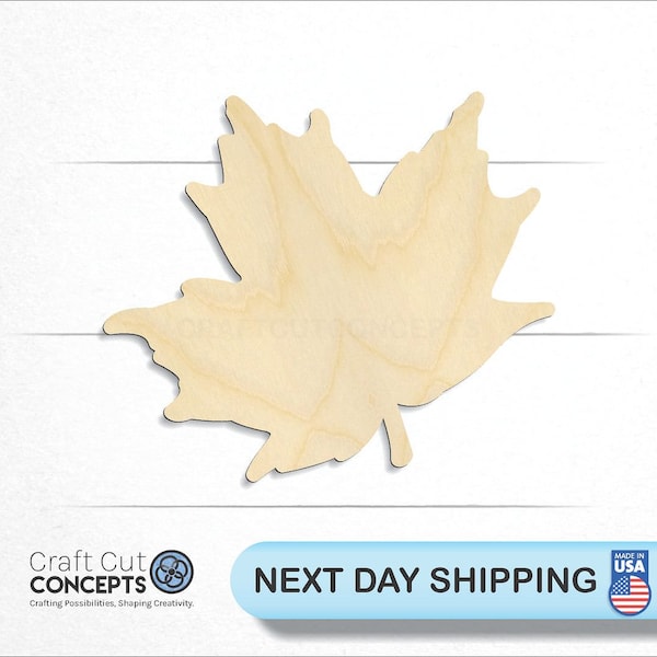 Maple Leaf Sillouette - Laser Cut Unfinished Wood Cutout Craft Shapes