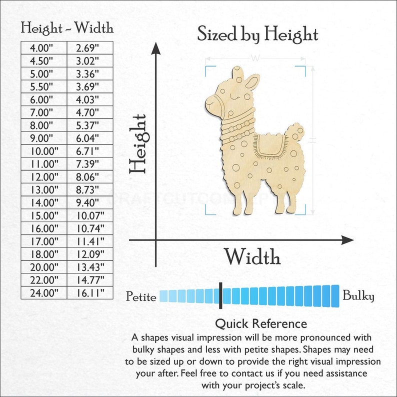 Alpaca Lama Shape Paint by Line  Baltic Birch craft wood blank sizes available