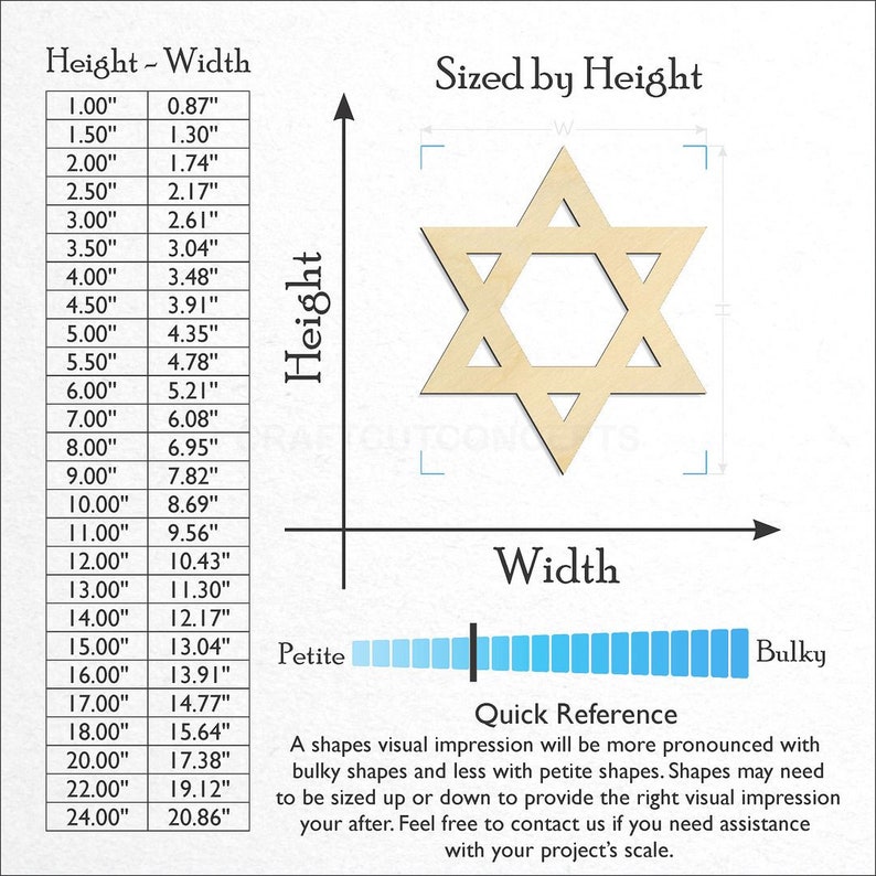 Star of David  Baltic Birch craft wood blank sizes available