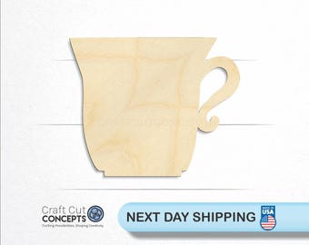Tall Tea Cup - Laser Cut Unfinished Wood Cutout Craft Shapes