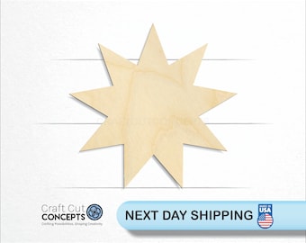 9 Point Star - Laser Cut Unfinished Wood Cutout Craft Shapes