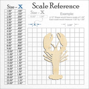 Crayfish Shape unfinished wood craft blank showing the measurement scale.