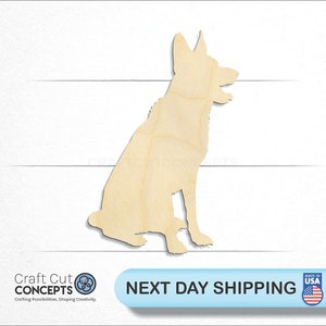 German Shepard Dog - Laser Cut Unfinished Wood Cutout Craft Shapes