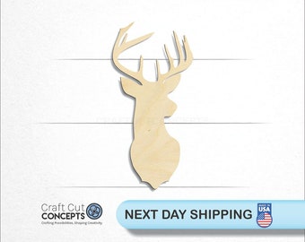 Deer Mount Head - Laser Cut Unfinished Wood Cutout Craft Shapes