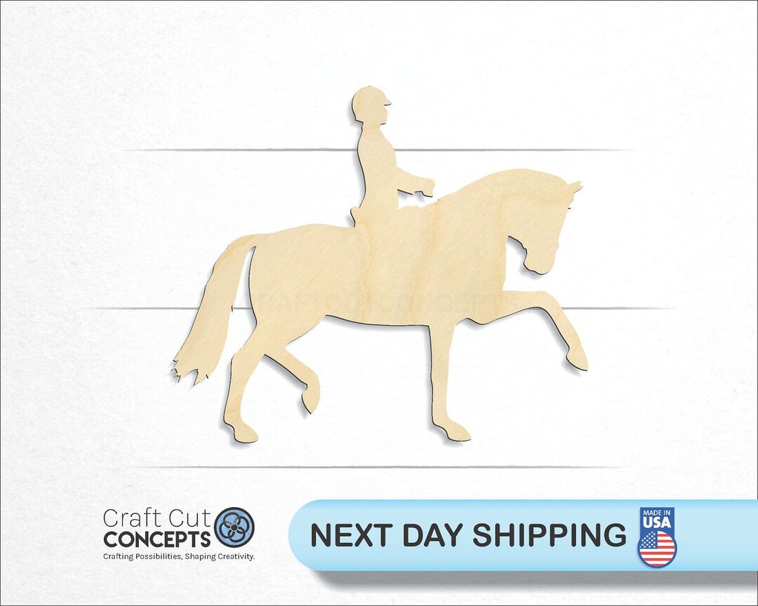 Sign Rider Cut Out Dressage Horse W/ Rider - Laser Cut Unfinished Wood Cutout Craft Shapes ...