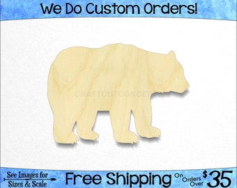 Bear Shape - Woodland Wildlife - Large & Small - Pick Size - Unfinished Wood Cutout Shapes Outdoor Wall Room Decoration (SO-0057)*1-24