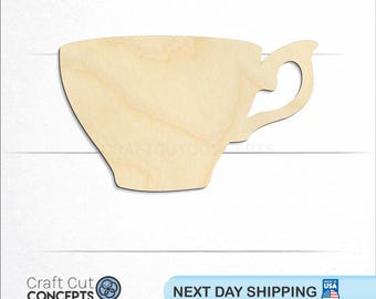 Tea Cup - Laser Cut Unfinished Wood Cutout Craft Shapes