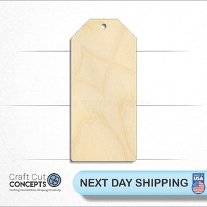 Long Gift Tag - Laser Cut Unfinished Wood Cutout Craft Shapes