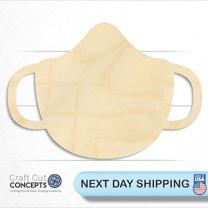 Medical Face Mask Shape - Laser Cut Unfinished Wood Cutout Craft Shapes