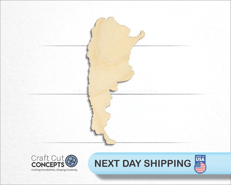 Argentina South America Country Cutout wood craft blank, front view, ships next day