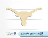 Longhorn Wood Cutout - 6 Inch Texas Steer Horn MDF Shape For Crafts & Decor