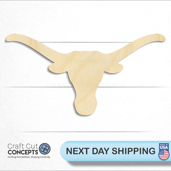 Longhorn Texas Western - Laser Cut Unfinished Wood Cutout Craft Shapes