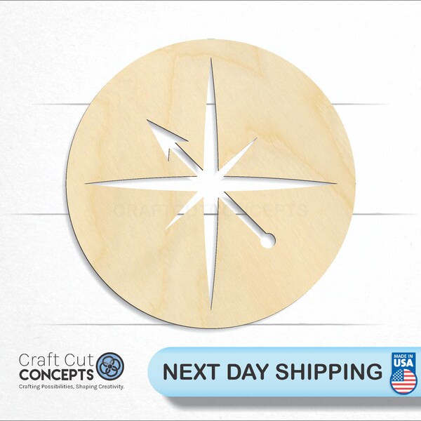 Compass Shape - Laser Cut Unfinished Wood Cutout Craft Shapes