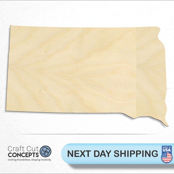 South Dakota SD State Crafty - Laser Cut Unfinished Wood Cutout Craft Shapes