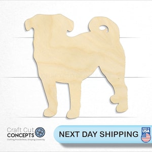 Pug - Laser Cut Unfinished Wood Cutout Craft Shapes