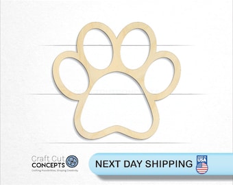 Paw Print Outline Silhouette - Laser Cut Unfinished Wood Cutout Craft Shapes