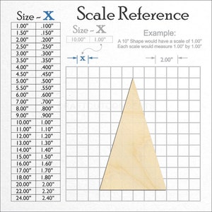 Triangle Shape Equilateral unfinished wood craft blank showing the measurement scale.