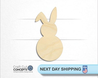 Rounded Easter Bunny - Laser Cut Unfinished Wood Cutout Craft Shapes